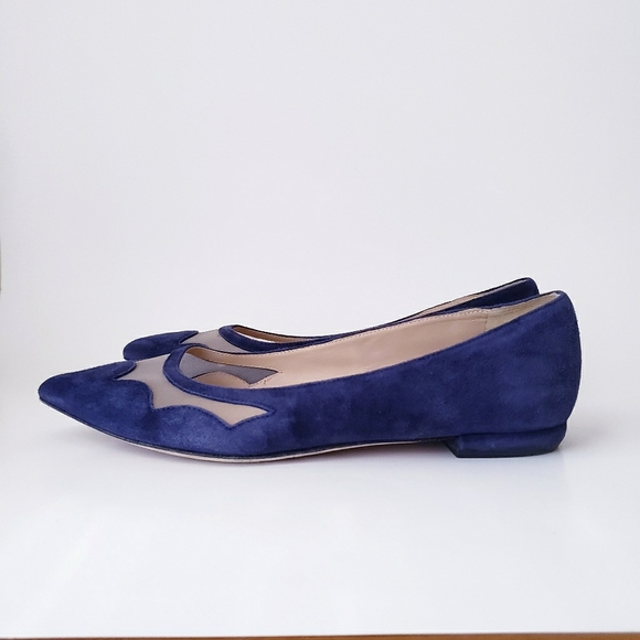 M. Gemi Blue Leather Suede Flats - Picture 4 of 16